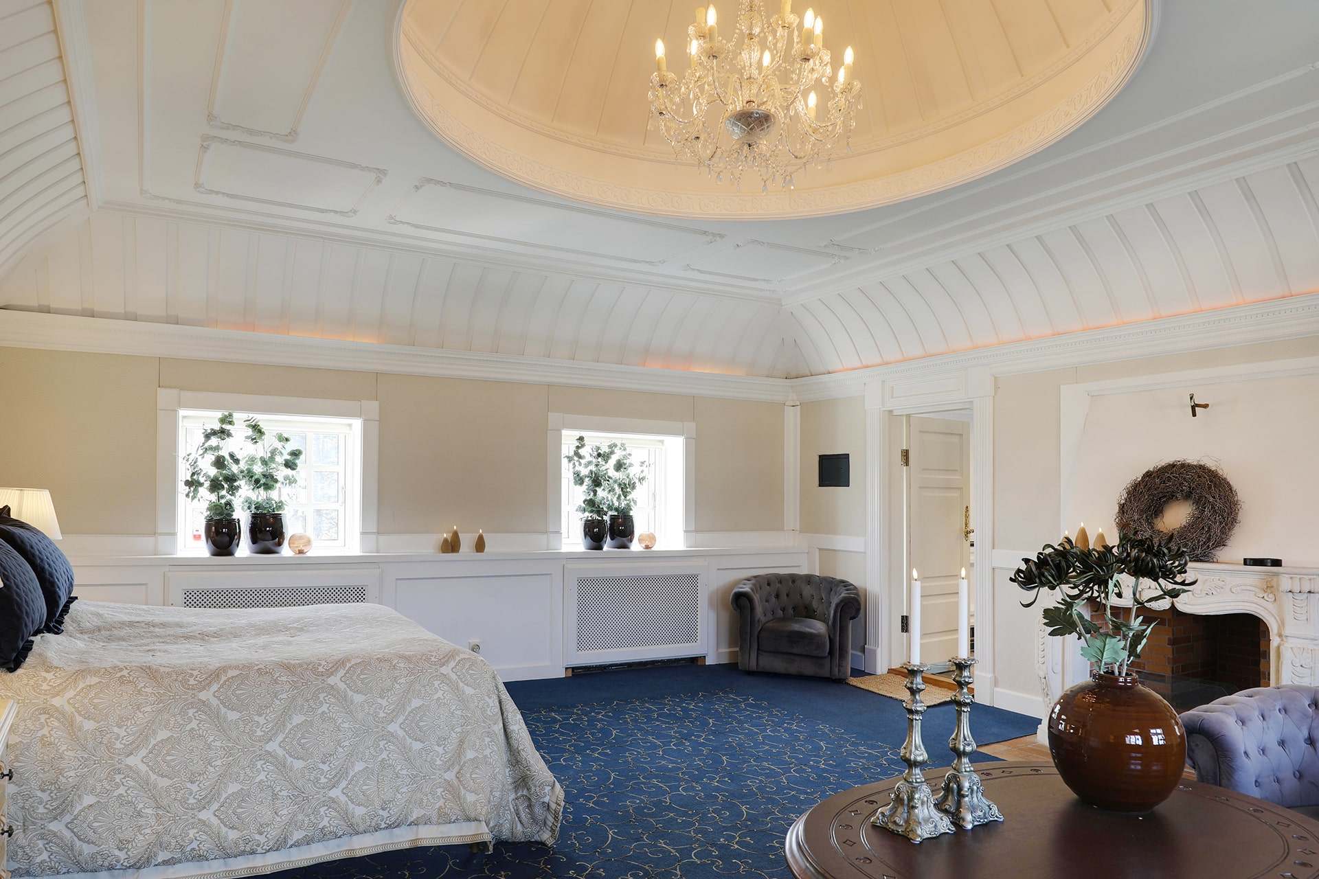 Präsidentensuite mit Jacuzzi på Skrøvelev Gods